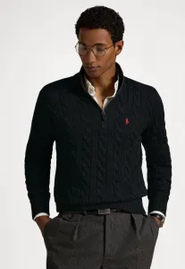 Хлопковый свитер крупной вязки с застежкой-молнией на четверть длины Polo Ralph Lauren, Black