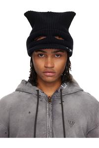 Вязаная шапка-козырек в виде кошки в маске Maison Mihara Yasuhiro, черный