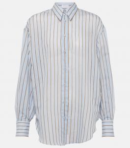 Рубашка из хлопка с ламе Brunello Cucinelli, мультиколор