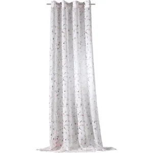 Штора Mila с люверсами, 1 шт., леноподобная, прозрачная, с цветочным цифровым принтом, гардина, тюль Weckbrodt, розовый