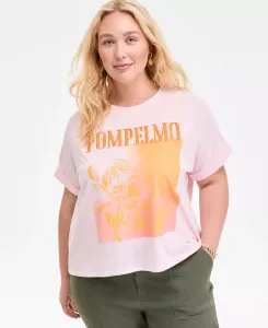 Трендовая футболка больших размеров с принтом Помпельмо On 34th, розовый