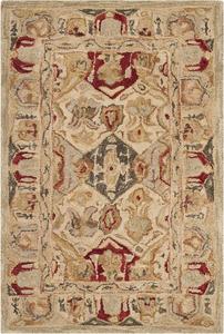 Ковер SAFAVIEH, 61 x 92 см, Anatolia Collection, Beige & Multi, ручной работы, традиционный восточный из шерсти, идеален для помещений с высокой проходимостью: прихожая, гостиная, спальня (AN530A)