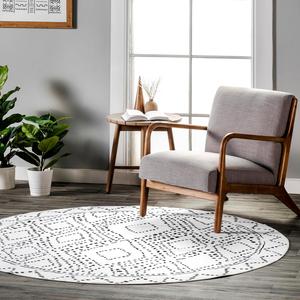 nuLOOM круглый ковер, 183 x 183 см, машинная стирка, устойчивый к пятнам, с противоскользящей основой, низкий профиль для гостиной, спальни и столовой, Mila White