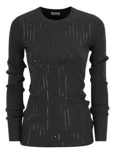 Футболка с пайетками Brunello Cucinelli, серый