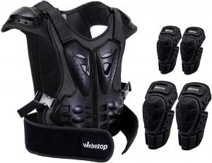 Защитный жилет Webetop для взрослых, размер M, наколенники, налокотники и защита голени для мотокросса, комплект защитной экипировки для подростков, 6 предметов (черный), Black