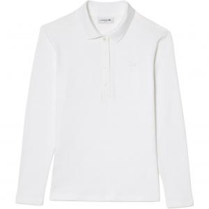 Растягивающийся хлопковый поло топ LACOSTE, белый