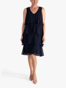 Многоуровневое шифоновое платье-сорочка длиной до колен chesca, темно-синий