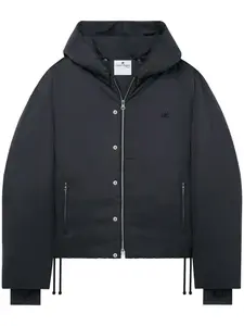 Пуховик с капюшоном и логотипом Courrèges, черный