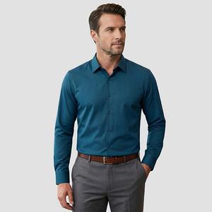 Мужская рубашка slim fit с длинным рукавом, без утюжки, на пуговицах Cloudstyle, Blue