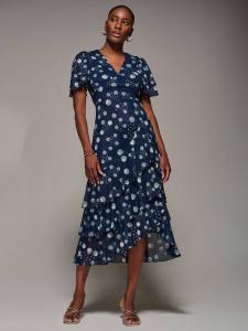 Платье с кружевными рукавами-крылышками Jolie Moi, Navy Spot