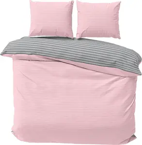 Постельное белье 200х200 см хлопок розовый серый в полоску дамаск пододеяльник поликоттон двустороннее постельное белье 3 шт. leonado vicenti