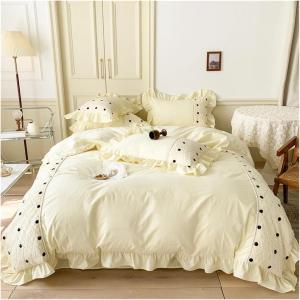 IBDRYKK Комплект постельного белья из хлопка с принтом принцессы и вышивкой в горошек розового цвета Pink