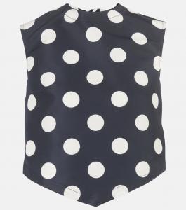 Укороченный топ-фай с открытой спиной в горошек Patou, Navy Polka Dots