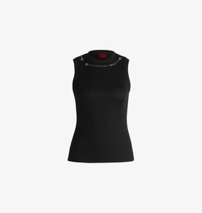 Жилет из эластичного трикотажного полотна с круглым вырезом Hugo, черный