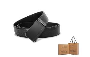 Ace Paul Ремень из натуральной кожи для мужчин черный шириной 3.5 см, Black + crocodile print 110cm