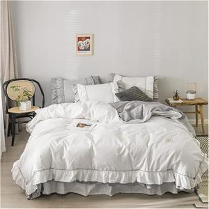 RASRGTRQ Комплект постельного белья из хлопка с клетчатым плиссе и рюшами Color 1