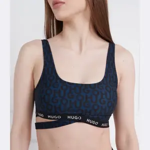 Лиф бикини без косточек с монограммой Hugo, синий