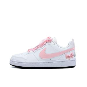 Nike Кроссовки для скейтбординга Court Borough Pink Cherry Butterfly Abрасшивоустойчивые низкие детские белые для подростков