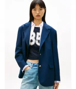 Элегантный жакет boyfriend fit Tommy Jeans, темно-синий