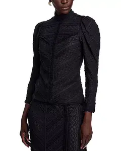 Текстурированный топ с высоким воротником Mito Cinq À Sept, черный