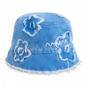 Джинсовая шляпа-ведро с цветочным апплике MARNI