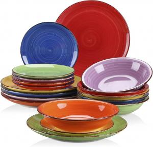 Столовый сервиз из керамики, комбинированный сервиз vancasso BONITA из 18 предметов, набор обеденной посуды на 6 персон, 6 обеденных тарелок, тарелок для супа и тарелок для десерта каждая