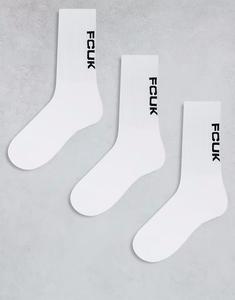 Набор из 3 белых носков с логотипом French Connection FCUK