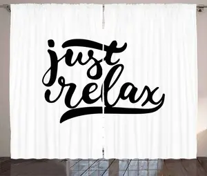 Штора ABAKUHAUS Quote Rustic с минималистичным арт-буквами, универсальная тесьма для гостиной с петлями и крючками, 280 x 175 см, черно-белая Abakuhaus