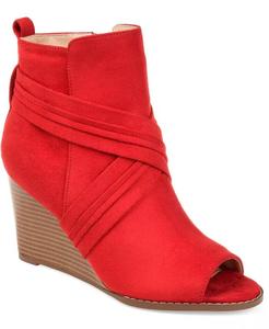 Женские ботильоны Sabeena Peep Toe Stacked Wedge Journee Collection, красный