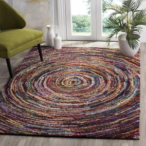 Ковер SAFAVIEH, 275 x 366 см, Fiesta Shag Collection, Multi, современный абстрактный дизайн, не линяет и прост в уходе, идеален для помещений с высокой проходимостью в гостиной, спальне (FSG360M)