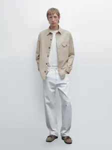 Рубашка из 100% хлопка с карманом Massimo Dutti, светло-бежевый