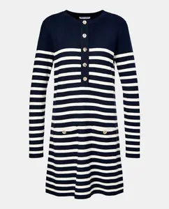 Вязаное платье А-силуэта с пуговицами Easy Wear, морской