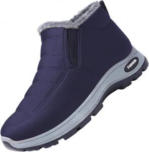 Женские зимние ботинки водонепроницаемые с меховой подкладкой, слипоны, укороченные снежные ботиночки для ходьбы, с поддержкой свода стопы, удобные, легкие, уличные кроссовки унисекс Generic, Blue 11.5 Women/10.5 Men