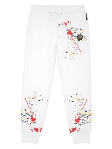 Брюки Philipp Plein Junior с брызгами краски, белый