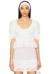Короткая блуза с цветочной вышивкой Yuhan Wang, white