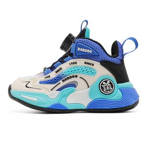 Нескользящие износостойкие высокие детские кроссовки для повседневной жизни BOBDOG, черный/синий