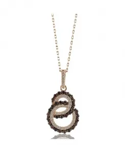 Ожерелье Suzy Levian из стерлингового серебра с двумя переплетенными петлями и кубическими цирконами Suzy Levian New York, brown