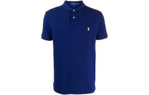 Поло с коротким рукавом и вышитым логотипом Polo Ralph Lauren, темно-синий