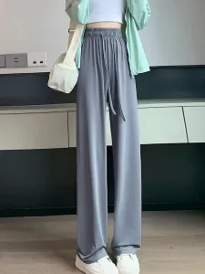 Прямые брюки, свободные брюки, брюки с эластичным поясом Doux Belle, цвет Gray