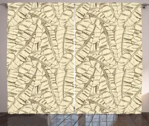 Штора ABAKUHAUS в экзотическом деревенском стиле, приглушенные тона, эскиз листьев, универсальные ленточные шторы для гостиной с петлями и крючками, 280 x 225 см, бежево-коричневый цвет Abakuhaus