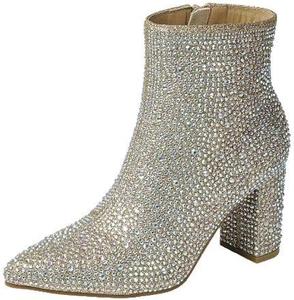 Женские ботильоны на толстом каблуке с блестками Forever, Champagne