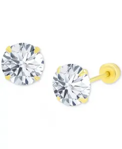 Серьги-Гвоздики с завинчивающейся застежкой из 14-каратного золота с кубическим цирконием и солитером Macy'S, gold