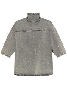 Fabiana Filippi джинсовый топ с вышивкой стразами, серый