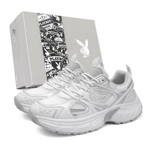 Низкие массивные кроссовки для мужчин. Коробка Playboy, White/Silver[Box]