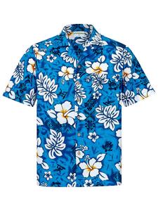 Рубашка на пуговицах классического кроя Hawaiihemdshop.de Classic Flowers (blue), синий