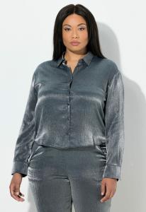 Блуза Ulla Popken METALLIC-SCHIMMER, BOXY LANGARM, Silver/Silver-Coloured