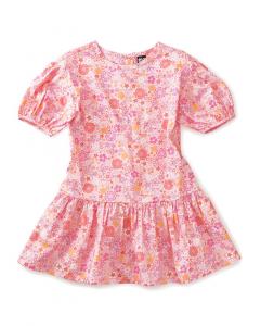 Платье Tea Collection с заниженной талией и оборками по подолу, розовый