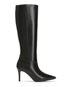 Сапоги из гладкой кожи на шпильке Kazar, черный