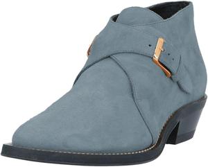 Женские стильные ботильоны FOWT с заостренным носком, пряжкой и косым низким каблуком, повседневные замшевые ботинки, размер 4-16 US, Blue Grey