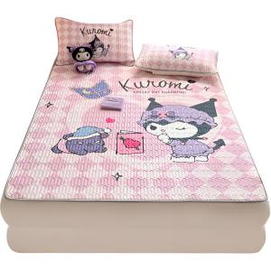 Полиэстеровый комплект из трех предметов, можно стирать, освежающая простыня, подъюбник и пододеяльник Sanrio, Goodnight Kuromi